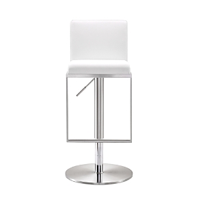 Tov Furniture Amalfi Stainless Steel Adjustable Barstool In White