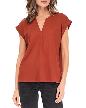 B Collection By Bobeau Cap Sleeve V Neck Top In Picante