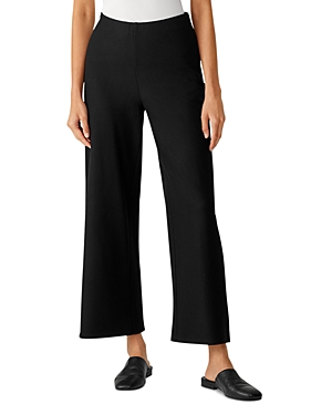 Eileen Fisher Black Cropped Wide-leg Cupro Trousers In Black