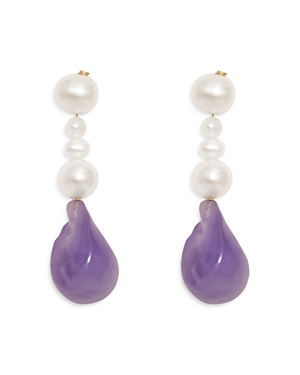 Completedworks Purple Pearl Drop Earrings In Purple/white
