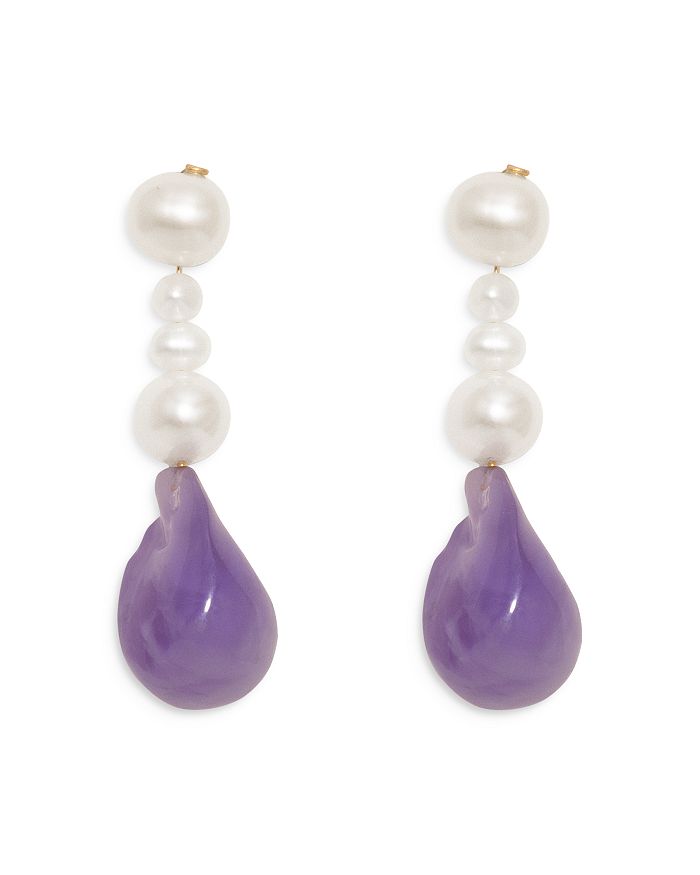 Completedworks Purple Cultured Pearl Drop Earrings