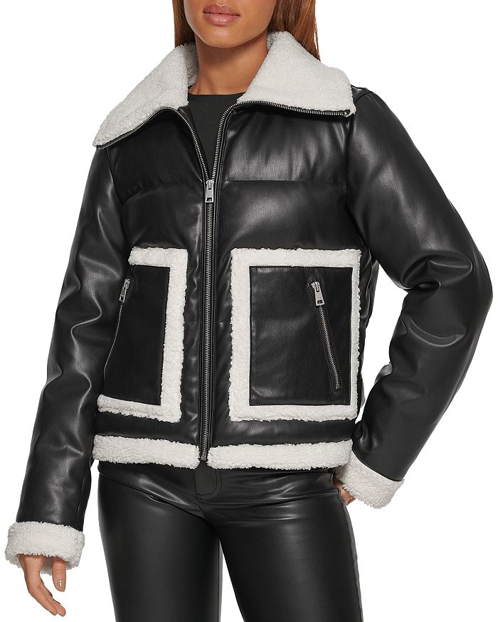 Levi's Faux Leather Sherpa Lined Puffer Jacket | Bloomingdale's