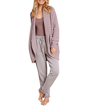 Shop Barefoot Dreams Cozychic Chenille Shawl Cardigan In Deep Taupe