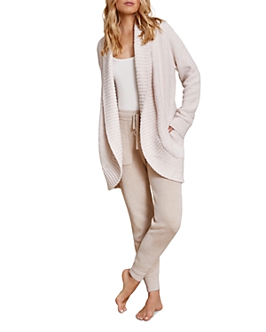Shop Barefoot Dreams Cozychic Chenille Shawl Cardigan In Seashell