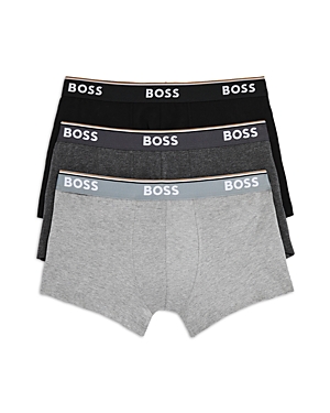 Shop Hugo Boss Power Cotton Blend Trunks, Pack Of 3 In Open Gray