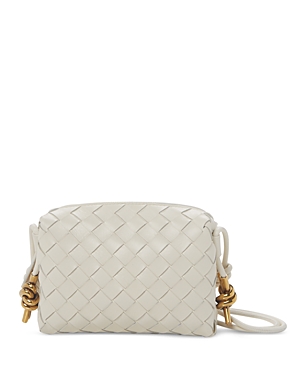 Bottega Veneta Womens White Candy Loop Micro Intrecciato Leather Cross-body Bag In Bone/gold