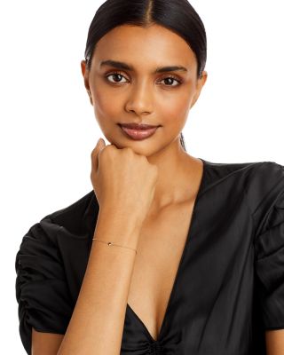 14K Yellow Gold Itty Bitty Symbols Black & White Diamond Yin Yang Charm Bracelet