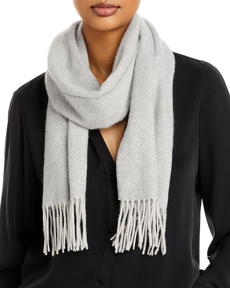 C By Bloomingdale's Cashmere Herringbone Cashmere Scarf - Exclusive In Silver