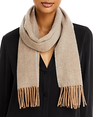 C By Bloomingdale's Cashmere Herringbone Cashmere Scarf - 100% Exclusive In Beige