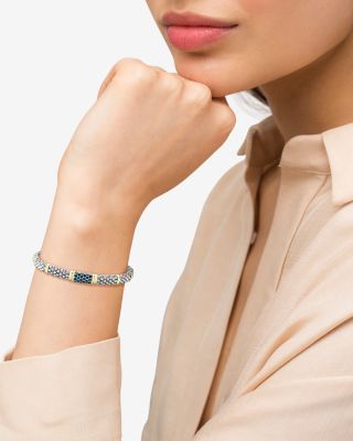 Sterling Silver & 18K Gold Signature Caviar Blue Sapphire Station Bracelet