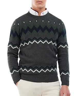 Barbour Regis Fair Isle Crewneck Sweater In Charcoal