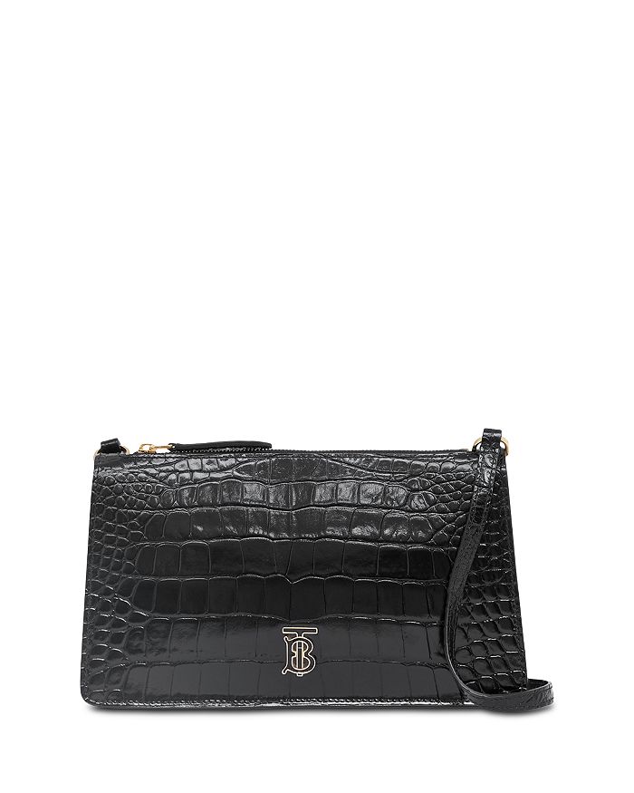 Burberry Women's Croc-Embossed Leather Compact Wallet - Black One-Size