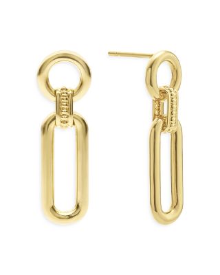 18K Yellow Gold Signature Caviar Link Drop Earrings