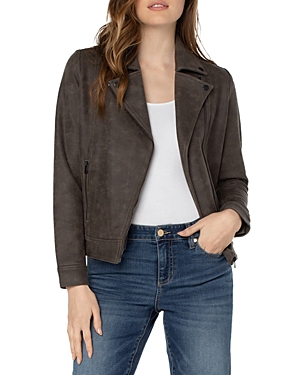 Liverpool Los Angeles Faux Leather Moto Jacket In Brown Earth