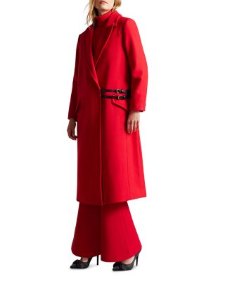 TED BAKER レッドロングコート Ted Baker Frejia Crombie Detachable Strap Coat | Bloomingdale's