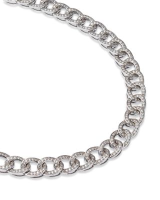 Diamond Chain Link Collar Necklace in 14K White Gold, 6.0 tcw 