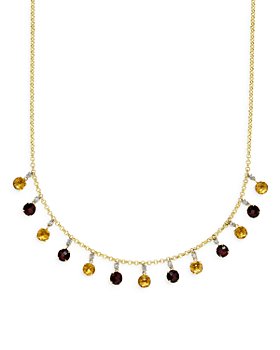 Bloomingdale's - Citrine, Garnet & Diamond Droplet Statement Necklace in 14K Yellow Gold, 18" - 100% Exclusive