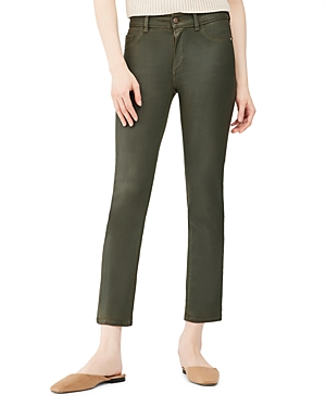 DL1961 Mara Mid Rise Coated Ankle Straight Jeans in Winter Green