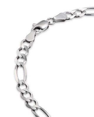 Men&#39;s Figaro Link Chain Bracelet in 14K White Gold 