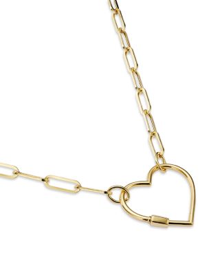 Open Heart Clasp Pendant Necklace in 14K Yellow Gold, 18"