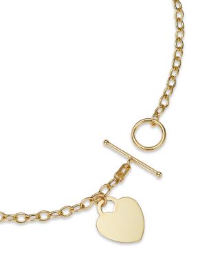 Polished Heart Toggle Necklace in 14K Yellow Gold, 17" 