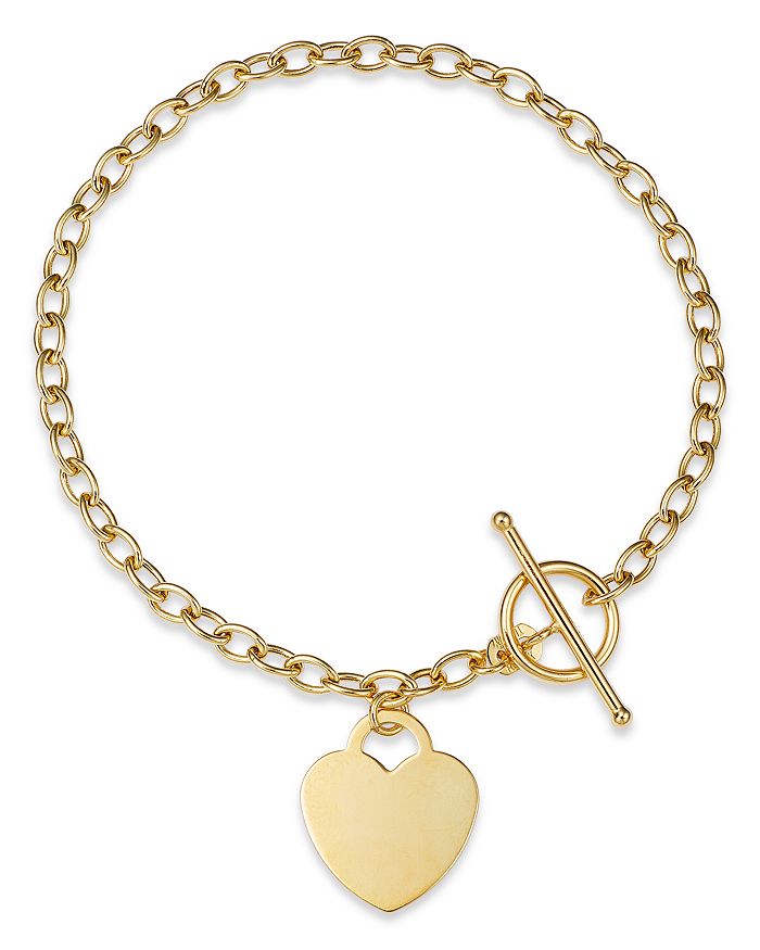 Bloomingdale's - Polished Heart Toggle Bracelet in 14K Yellow Gold - 100% Exclusive