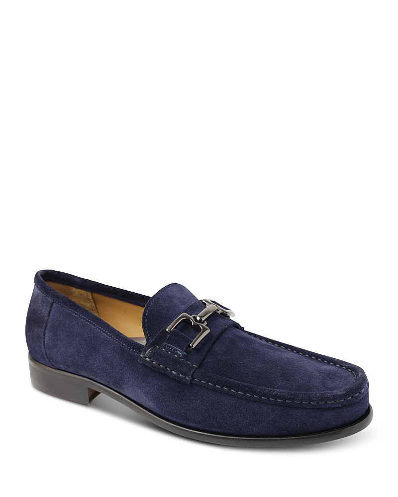 Bruno Magli Men's Trieste Horse-bit Leather Loafers In Navy Suede