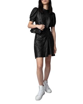 Zadig & Voltaire Rixe Cuir Froisse Leather Dress | Bloomingdale's Women