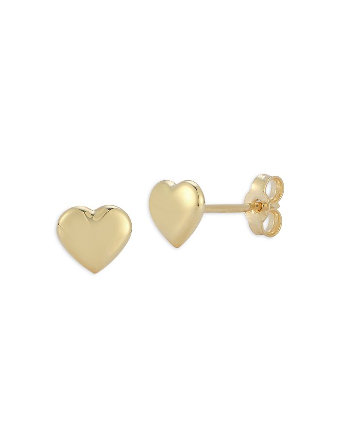 14k Yellow Gold Heart Padlock Stud Earrings main image 1
