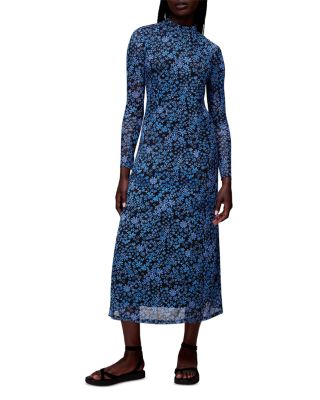 knee length dresses for ladies Layuna Mesh Embroidered Maxi Dress with V-Neckline