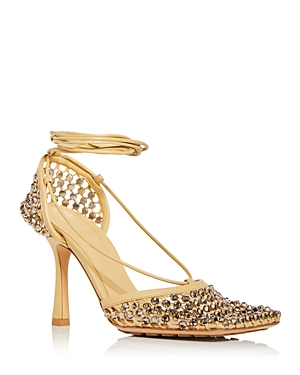 Bottega Veneta Sparkle Stretch High-heel Sandals In Cane Sugar