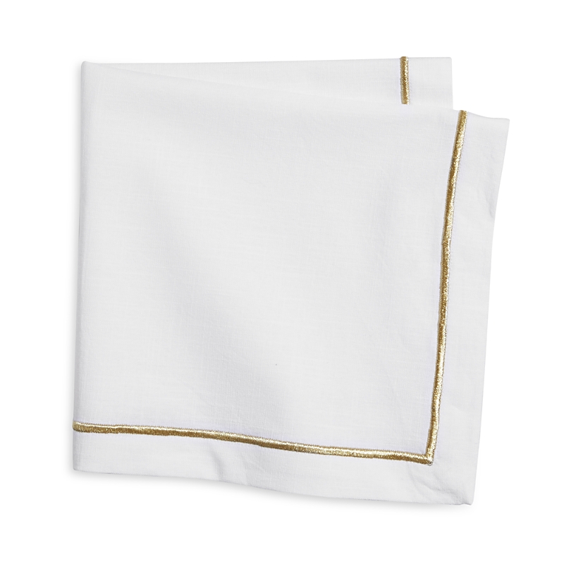 Aman Imports Embroidered Frame Classic Napkin In Champagne Gold