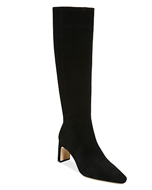 Shop Sam Edelman Women's Sylvia Pointed Toe High Heel Boots In Black Suede