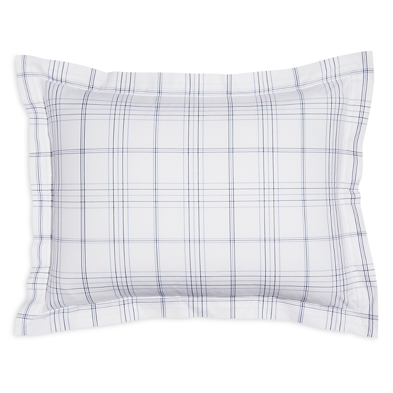 Matouk August Plaid Standard Sham In Navy