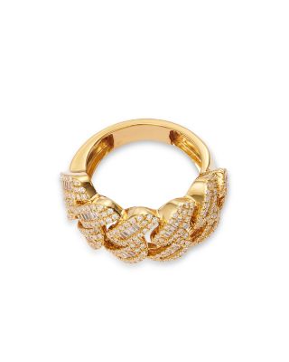 Men's Diamond Pav&eacute; Link Ring in 14K Yellow Gold, 1.50 tcw  