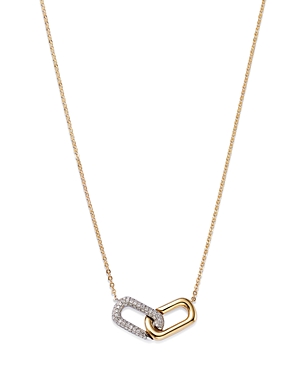 Bloomingdale's Diamond Paperclip Necklace In 14k White & Yellow Gold, 0.25 Ct. T.w. - 100% Exclusive In White/gold