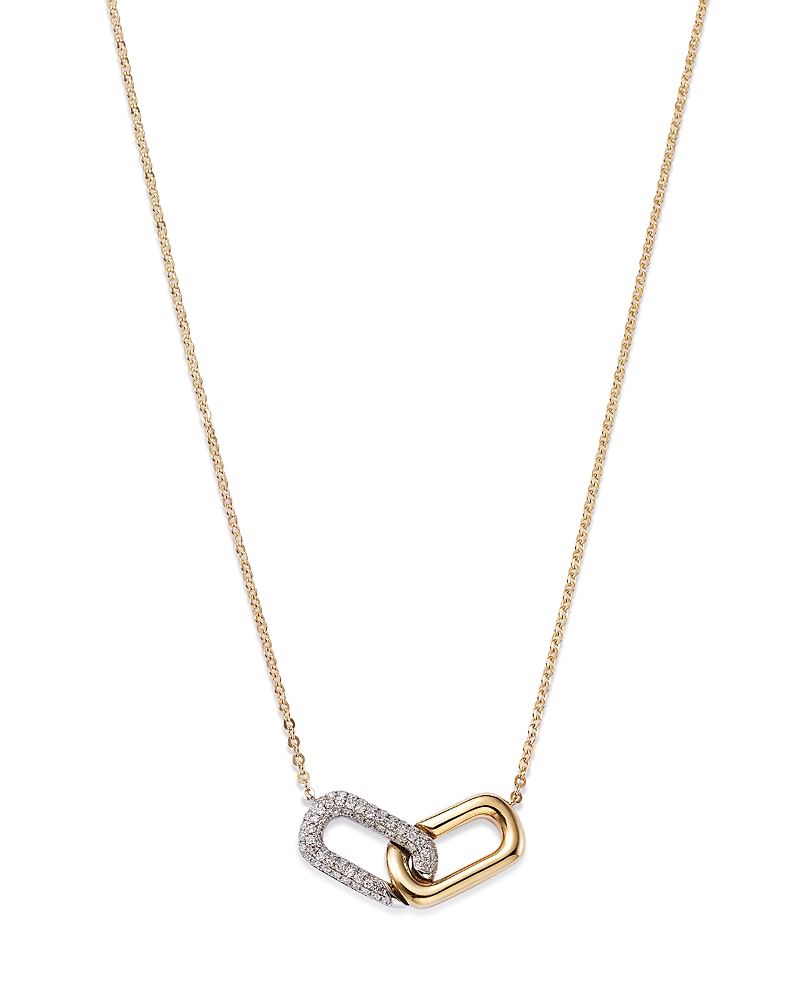 Bloomingdale's Fine Collection Diamond Paperclip Necklace in 14K White & Yellow Gold, 0.25 tcw