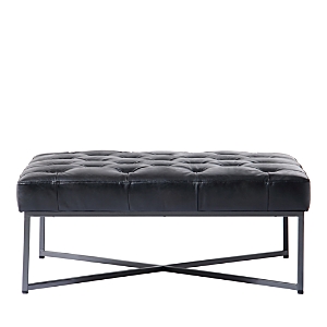 Moe's Home Collection Thad Leather Ottoman In Black