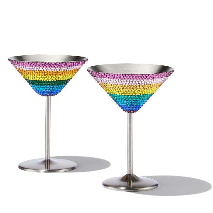 KURT GEIGER LONDON Rainbow Crystal Martini Glass Set - 150th
