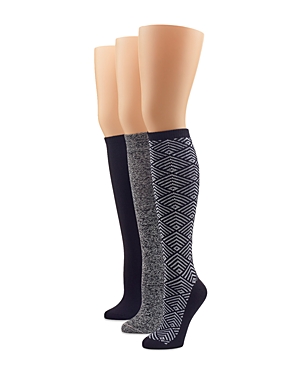 Hue Fashion Knee Socks, Set Of 3 In Black