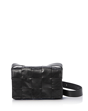 Shop Bottega Veneta Borsa Intreccio Leather Crossbody Bag In Black-silver