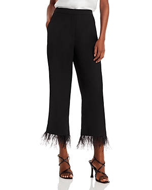 Wayf X Jourdan Sloane Nits Feather Trim Pants In Black