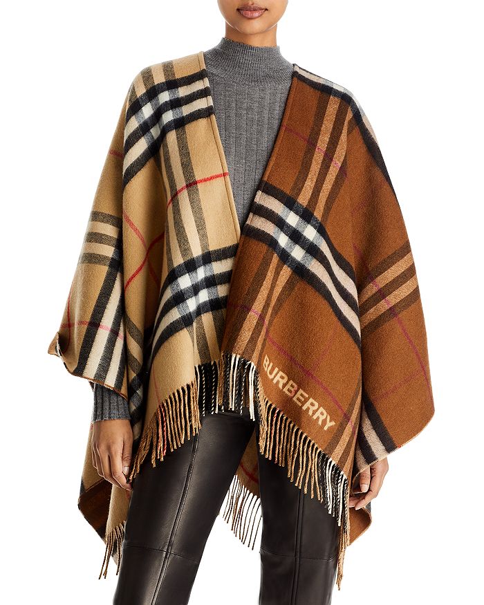 Burberry Giant Check Wool & Cashmere Cape | Bloomingdale's