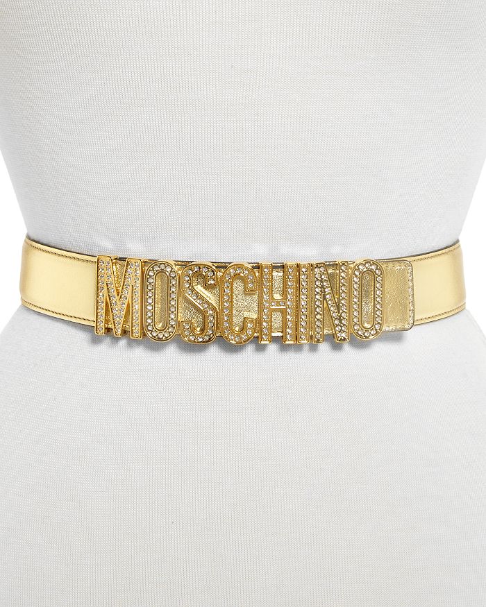 Leather belt with logo  Moschino Official Store