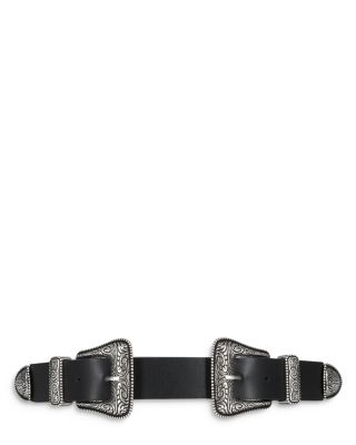 The Kooples - Women's Wide Western Double Buckle Belt