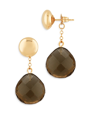 Bloomingdale's Smoky Quartz Front Back Drop Earrings In 14k Yellow Gold - 100% Exclusive In Brown/gold