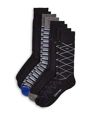 Shop Calvin Klein Assorted Crew Socks, Pack Of 4 In Black Assorted
