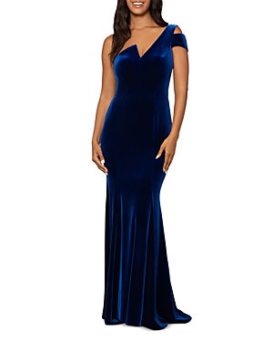 Shop Aqua Velvet One-shoulder Gown - 100% Exclusive In Sapphire