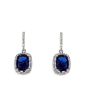 Anabela Chan 18k White Gold Plated Sterling Silver Constellation Collection Simulated Sapphire & Diamond Comet Ea In Blue/white