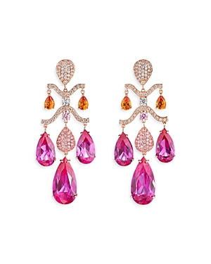Shop Anabela Chan Palms Multi Simulated Stone & Pave Chandelier Drop Earrings In Pink/gold